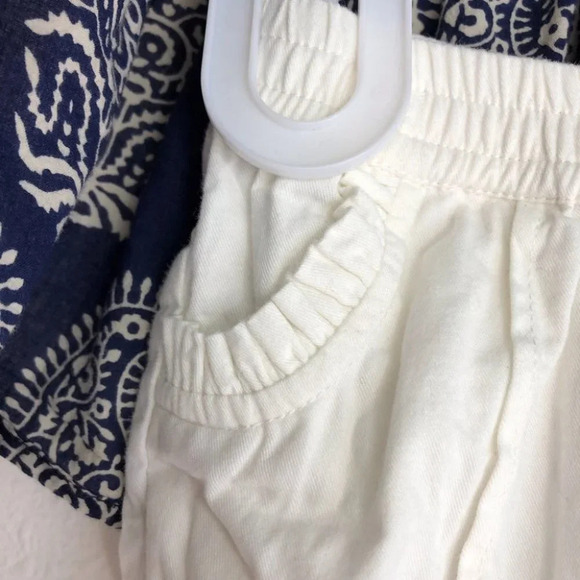 Shorts outfit Peek sleeveless blouse navy and H&M shorts white size 6-12 months - Picture 12 of 12
